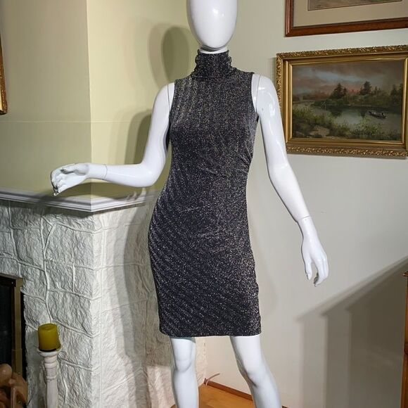 Ralph Lauren Metallic Grey Bodycon Mini Dress - Picture 2 of 14
